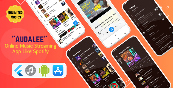 Audalee - Unlimited Music Streaming App Flutter & Getx Android & iOS Flutter