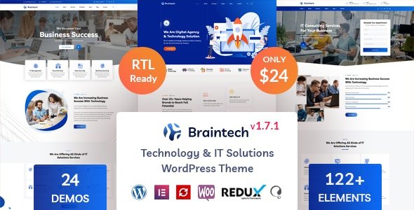 Braintech v2.6.0 - Technology & IT Solutions WordPress Theme NULLED