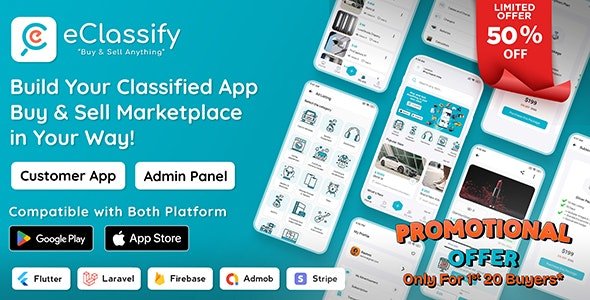 eClassify - Classified Buy and Sell Marketplace Flutter App with Laravel Admin Panel